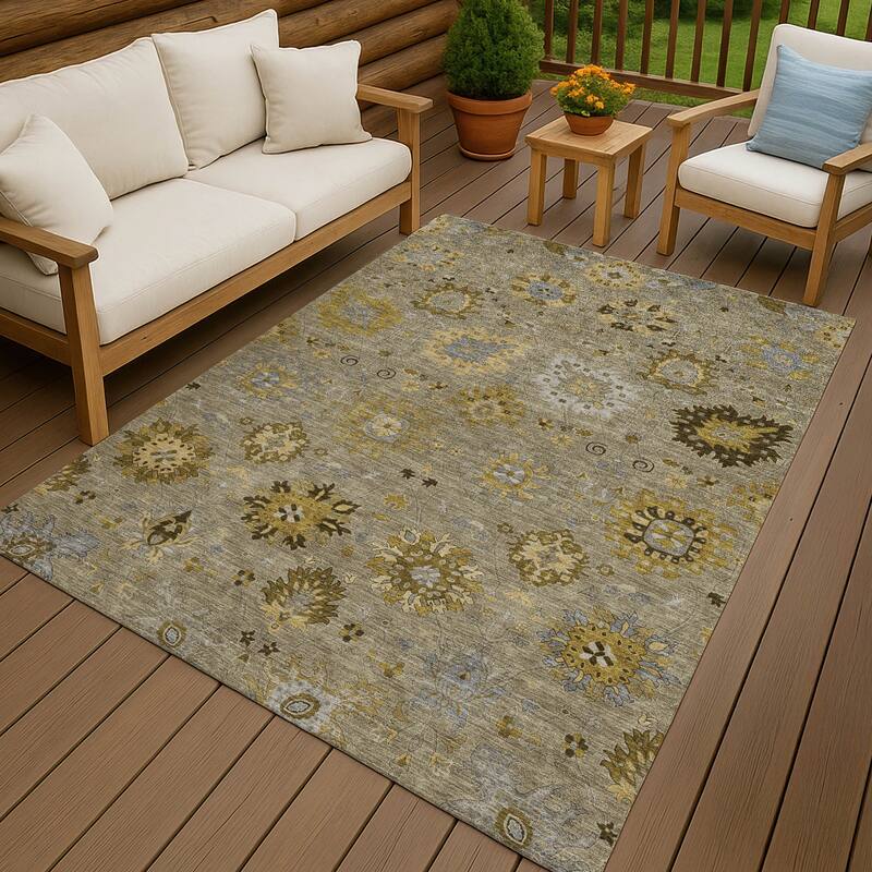 Machine Washable Indoor/ Outdoor Vintage Traditional Chantille Rug