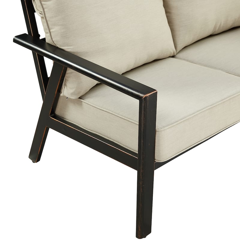Black Aluminum Deep Seating Deep Seating Sofa with Cushions