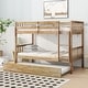 preview thumbnail 26 of 30, Twin Over Twin Rubber Wood Bunk Bed with Trundle, Convertible into Two Twin Beds with Ladder, Guardrails, Espresso