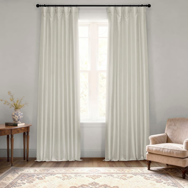 Exclusive Fabrics Textured Faux Dupioni Silk Thermal Blackout Curtains (1 Panel) - 50 X 96 - Mist Grey