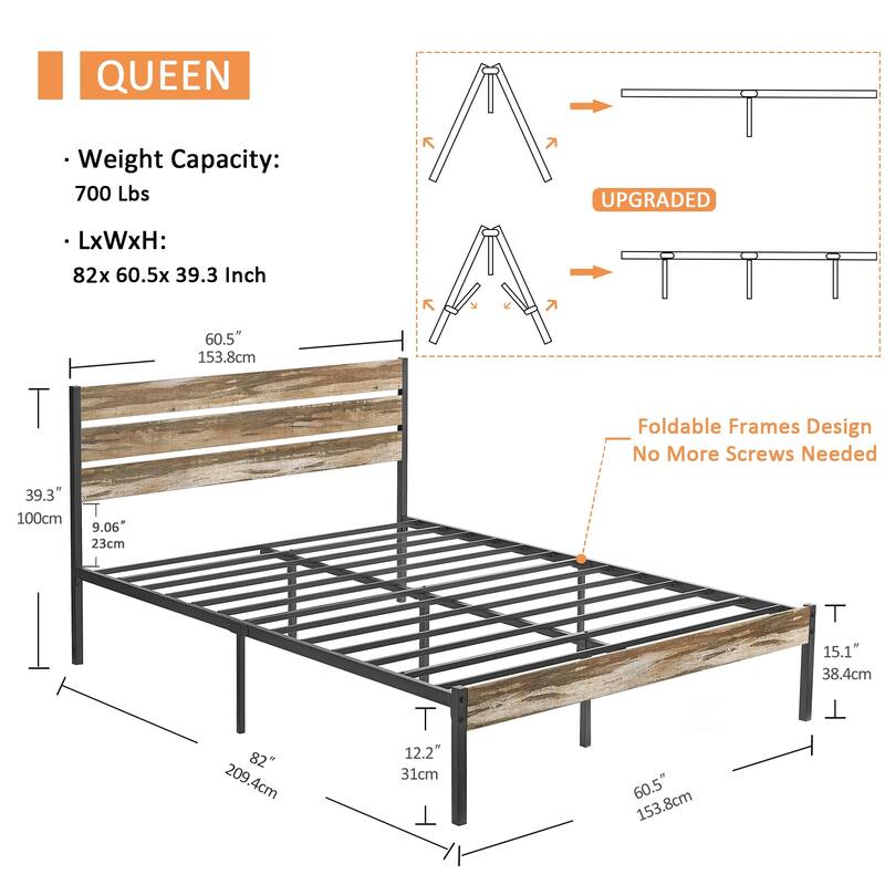 Javlergo 3 Pieces Bedroom Set Include Bed Frame & Set of 2 Nightstand