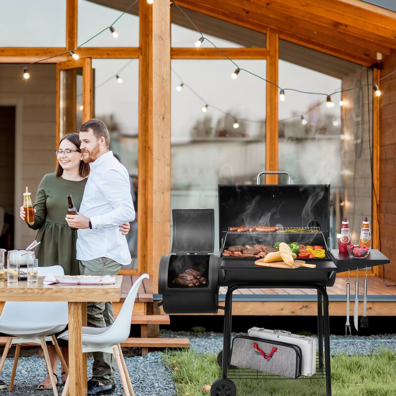 Royal Gourmet CC1830S Charcoal Grill with Offset Smoker,Black