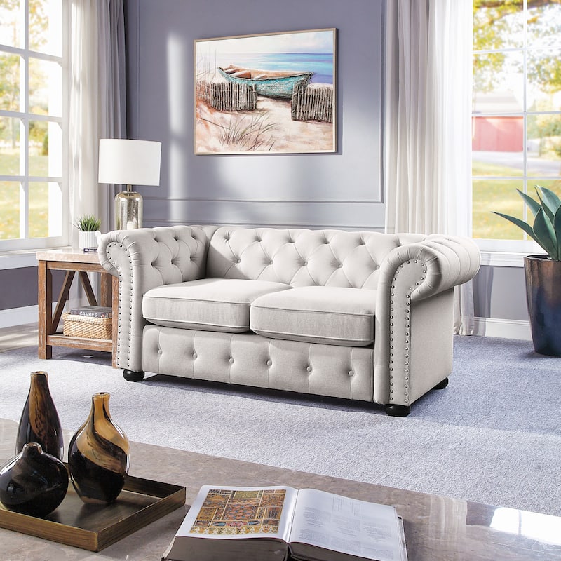 Corvus Aleksis Tufted Chesterfield Loveseat Sofa