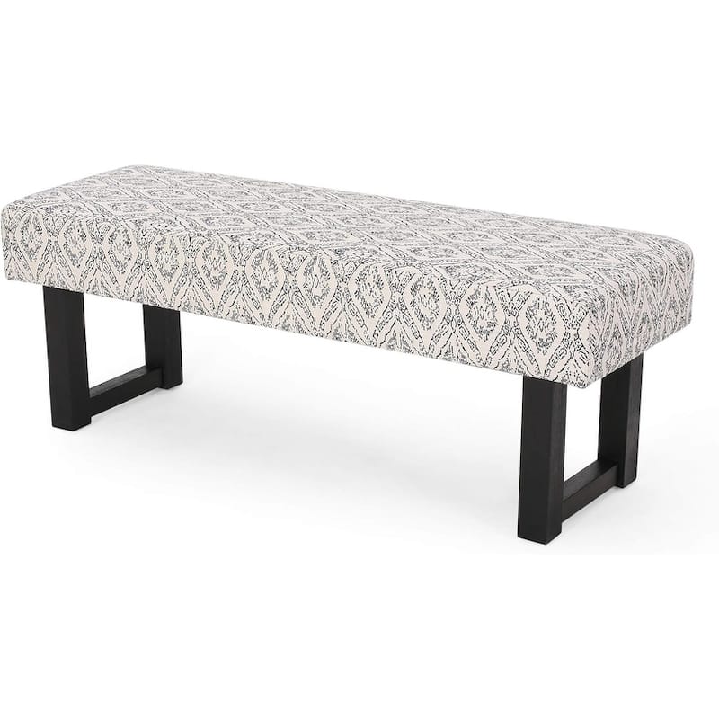 Boho Fabric Upholstered Bench with Wood Legs for End of Bed, Entryway