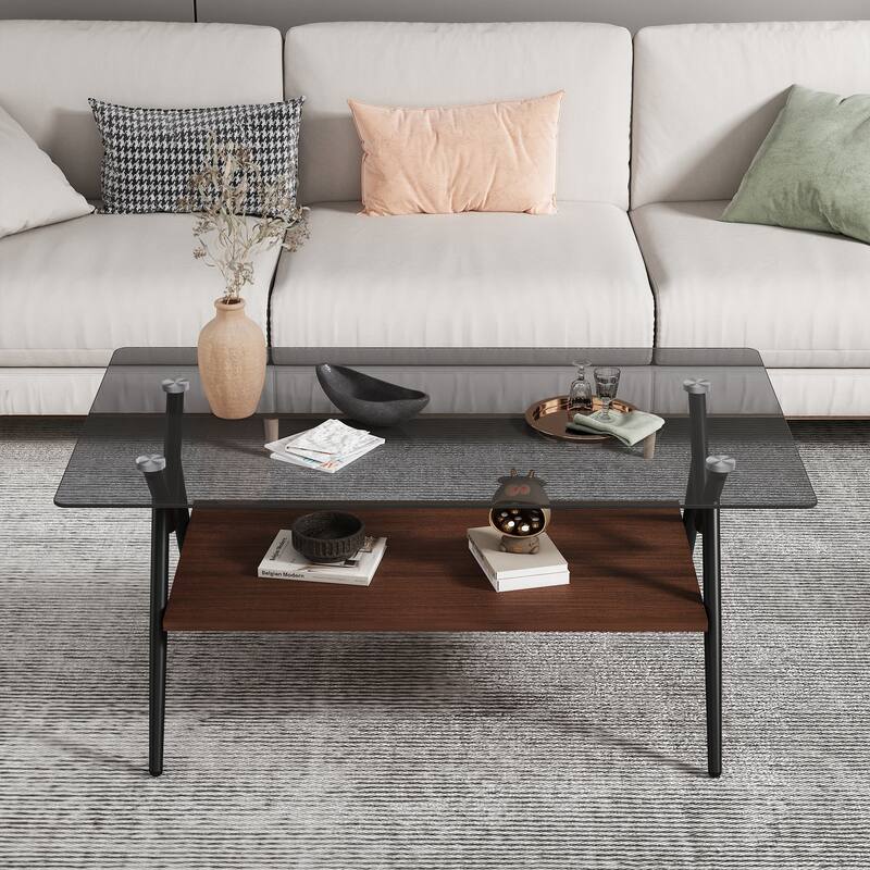 Tempered Glass Coffee Table and End tables Set of 3 - N/A