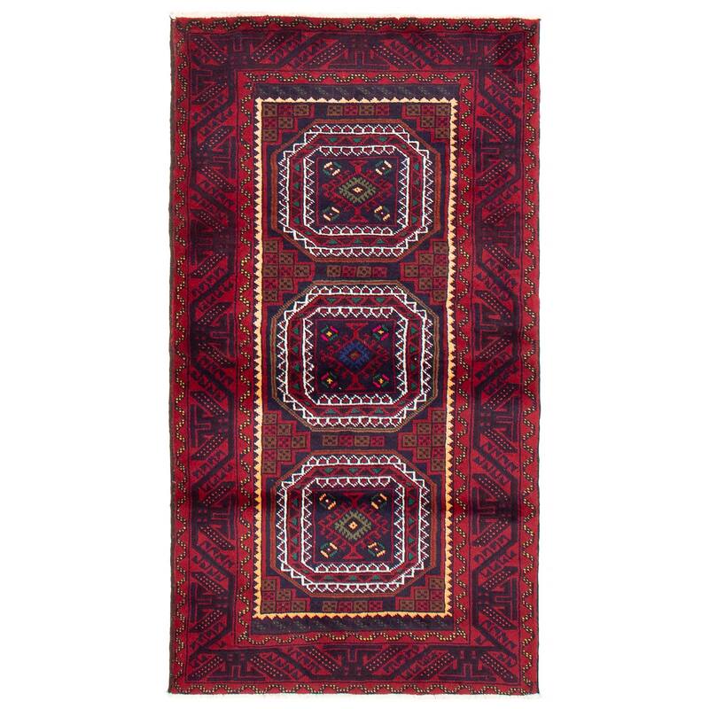 ECARPETGALLERY Hand-knotted Royal Baluch Red Wool Rug - 3'1 x 5'10 - Red - 3'1 x 5'10
