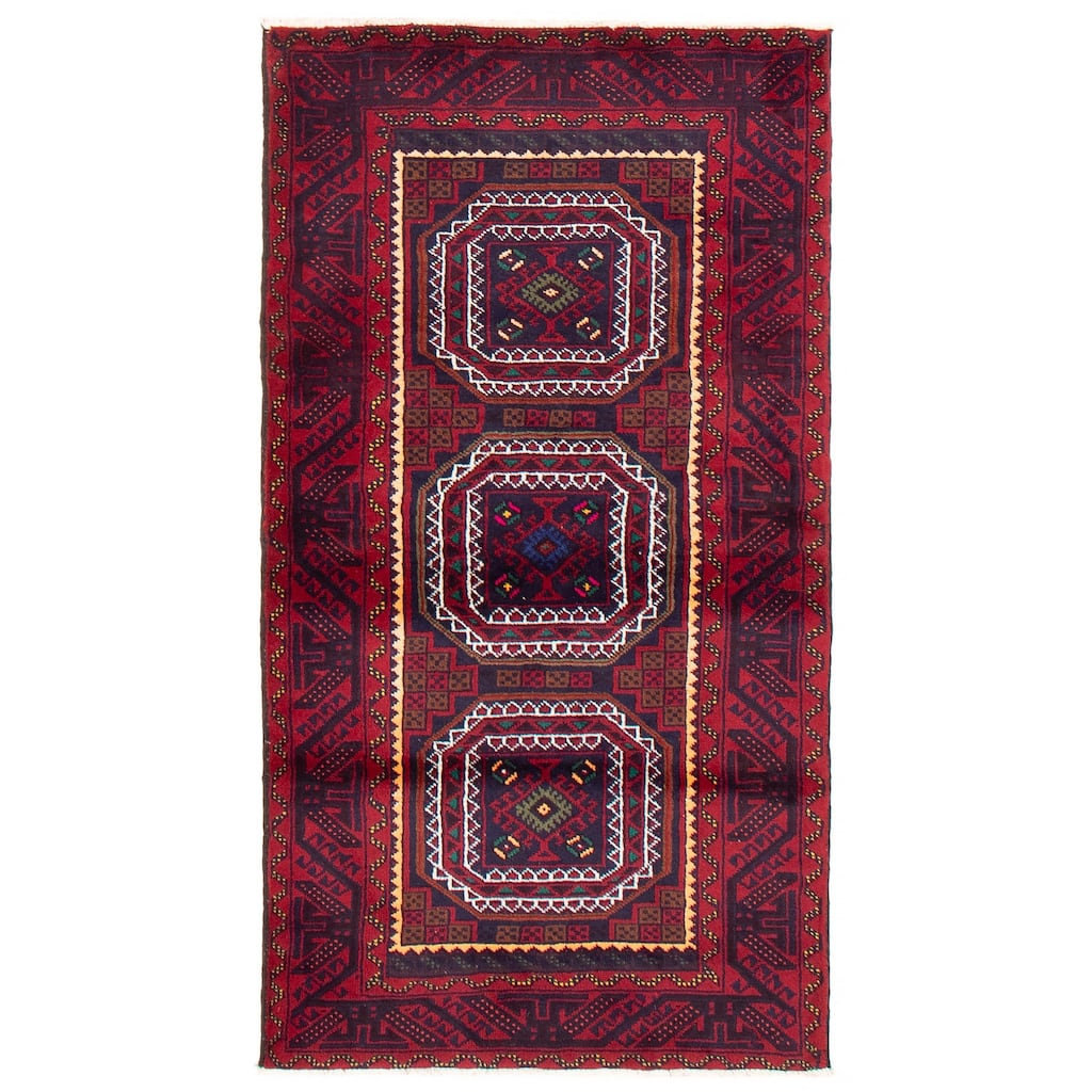 ECARPETGALLERY Hand-knotted Royal Baluch Red Wool Rug - 3'1 x 5'10
