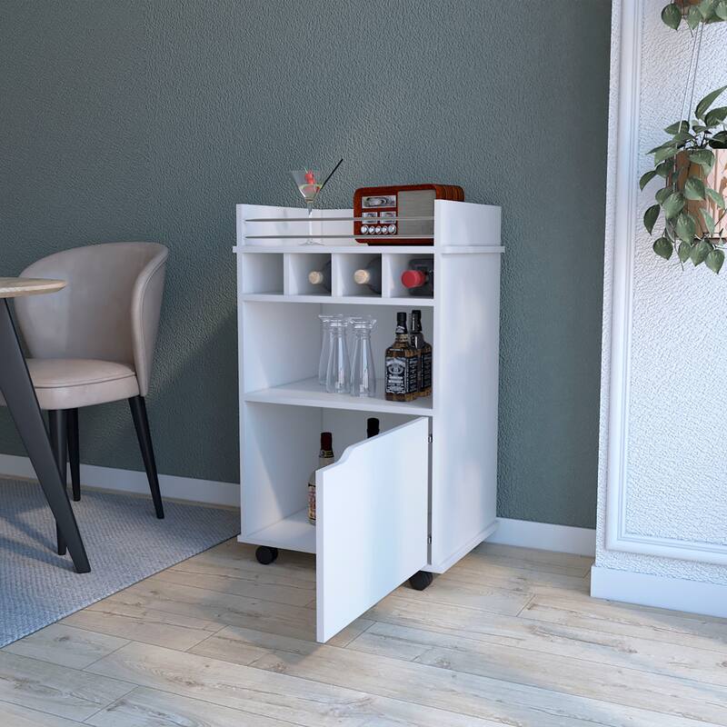 Hannah White 1-Door Bar cart - White