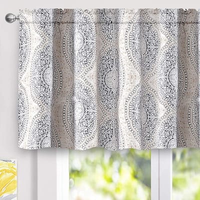 DriftAway Adrianne Damask and Floral Pattern Window Curtain Valance - 52'' width x 24'' length - 52" width x 24 " length