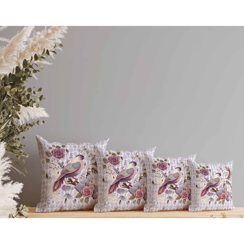 Songbird Rose Radiance Indoor/Outdoor Reversible Throw Pillow Grey and Pink