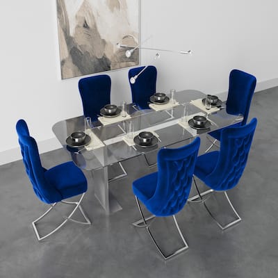 Upholstered Silver Legged Dining Chair, Set of 2