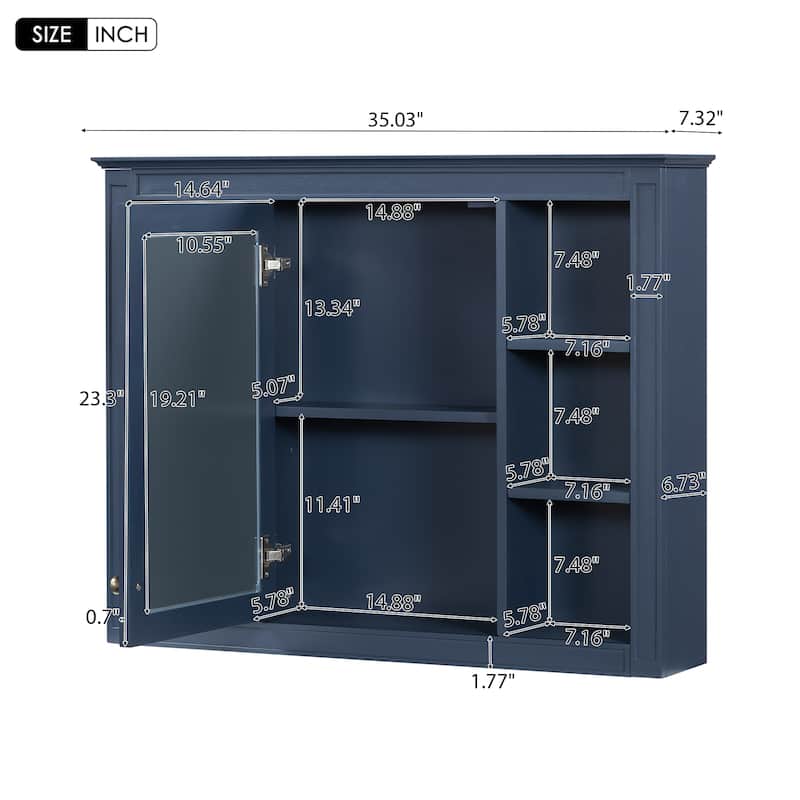 35" x 27.5" Modern Bathroom Medicine Cabinet, Wall Mounted Bathroom Storage Cabinet with Mirror & Shelves (Not Include Vanity )