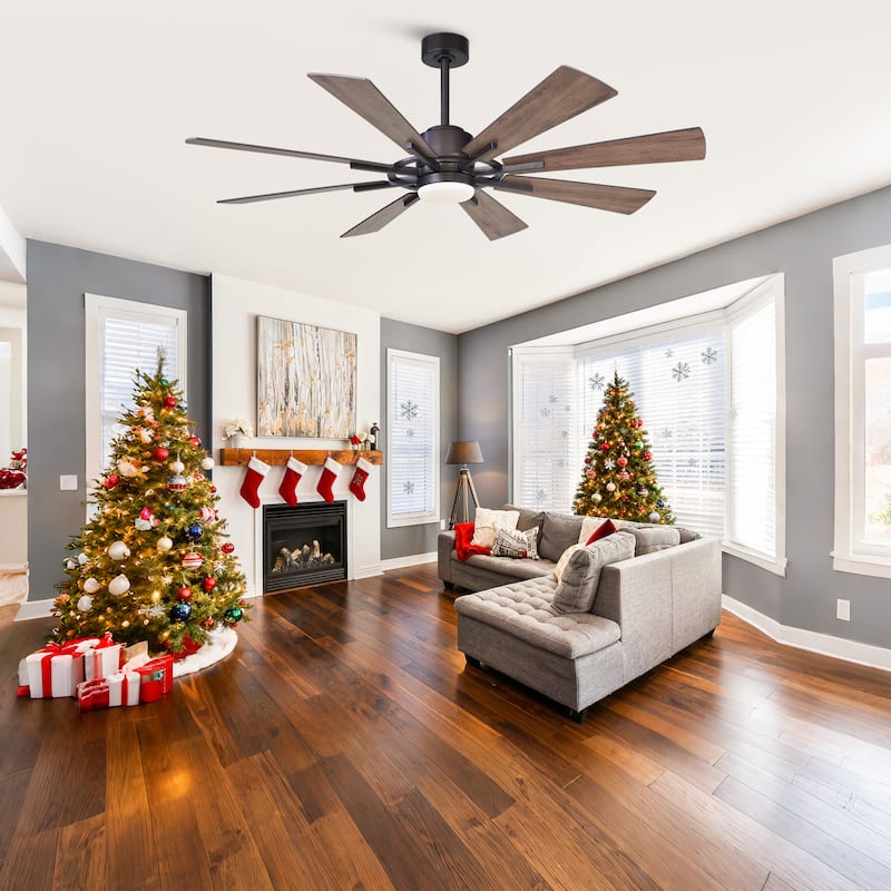 Parrot Uncle 60" Farmhouse Integrated LED Windmill Ceiling Fan with Light and Remote