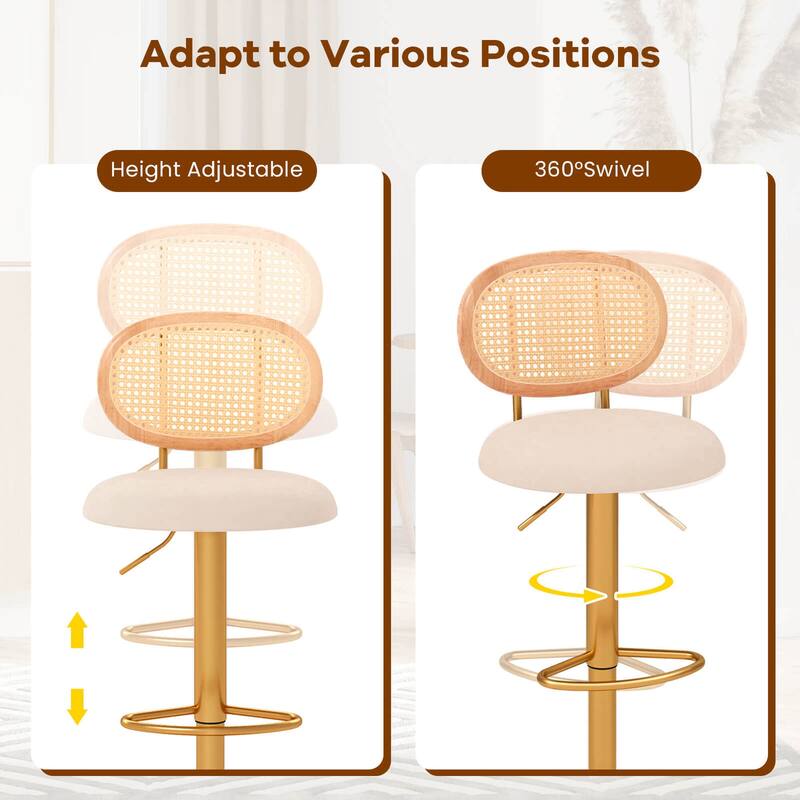 Costway Height-adjustable Bar Stool Set of 2 Swivel Bar Chairs with PE - See Details