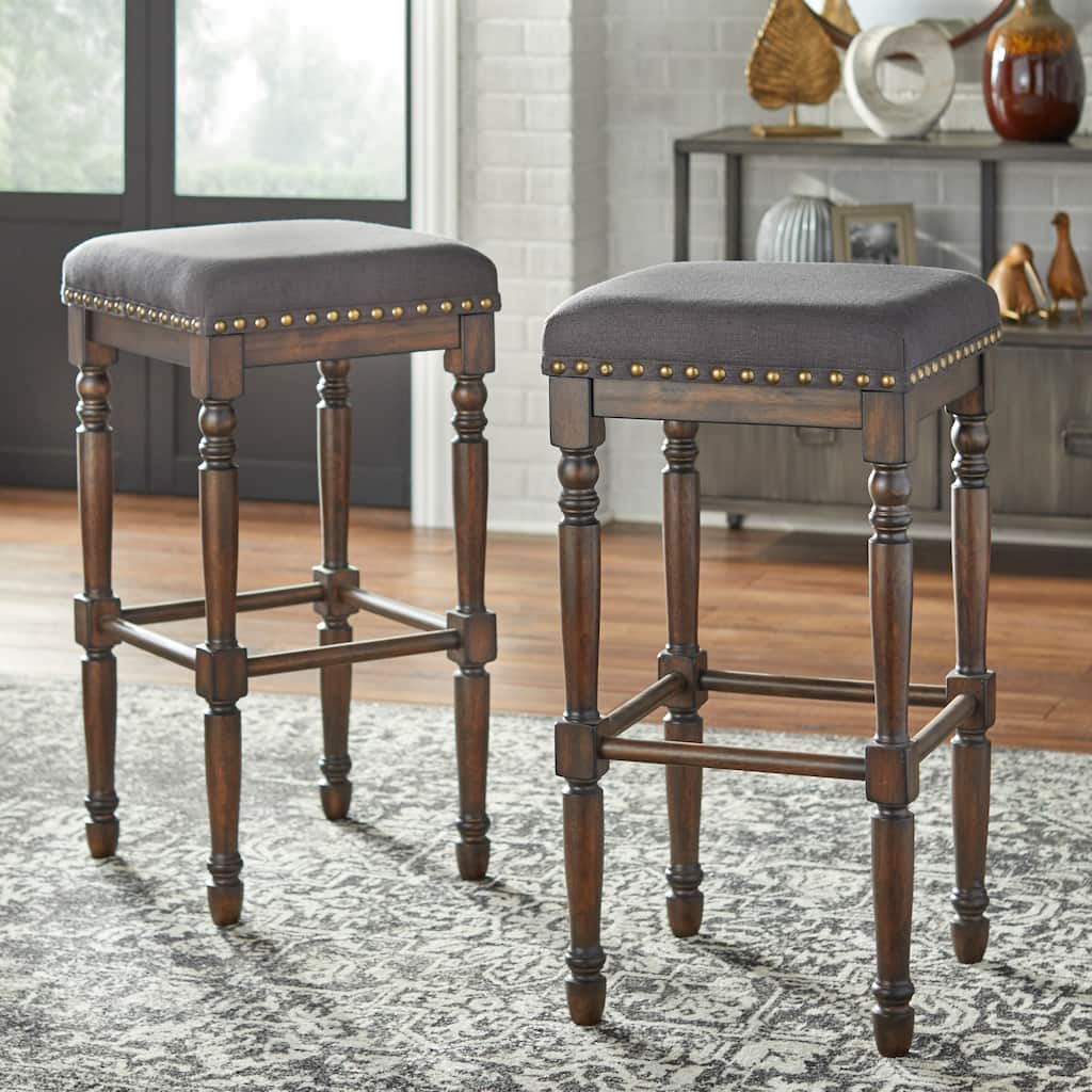 Lifestorey Grafton 30-inch Turned Leg Stools (Set of 2)