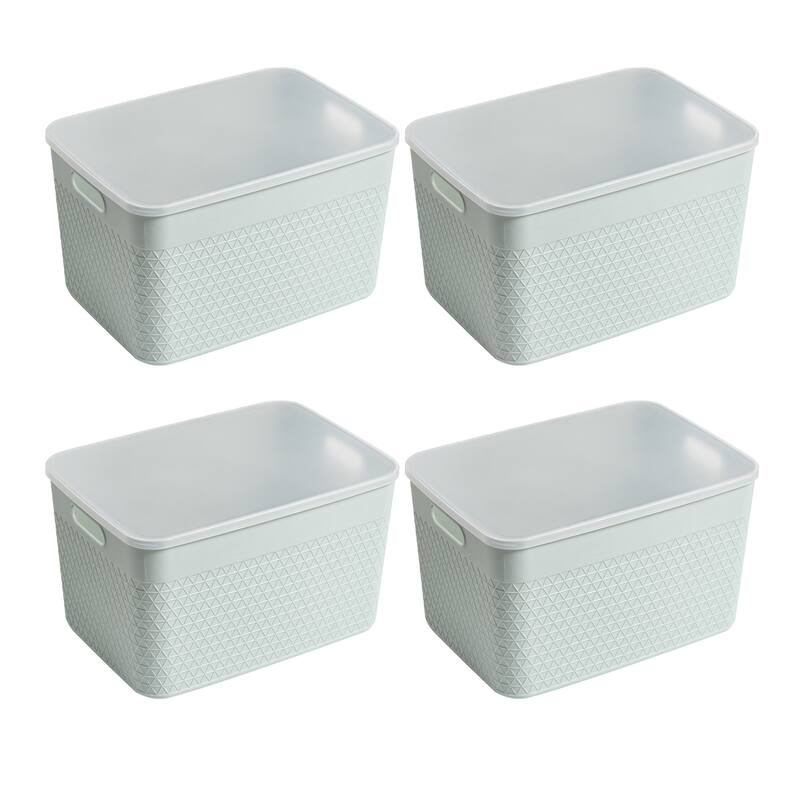 HANAMYA Lidded Storage Bin Organizer | Storage Organizing Container, Set of 6