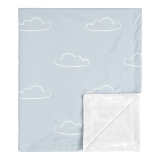Blue Clouds Boy Baby Receiving Security Swaddle Blanket - Slate White Cloud Sky for Vintage Airplane Aviator Aviation Collection