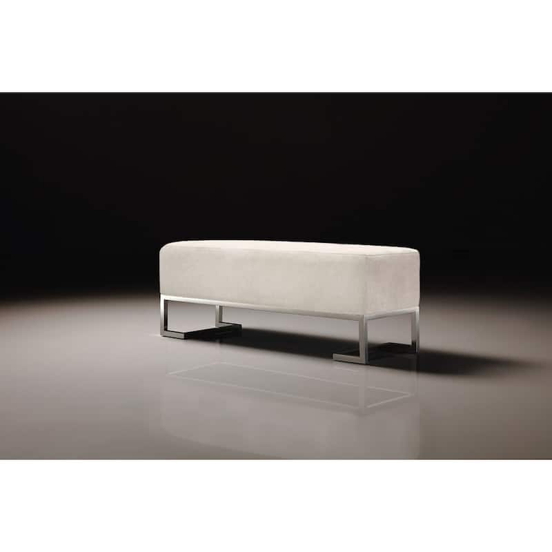 Pasargad Home Luxe Upholstered Stainless Steel Bench - W48"xD16.5"xH17.6"