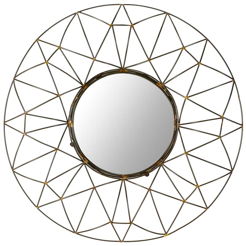 SAFAVIEH Deolinda Iron 32-inch Round Decorative Mirror - 32" x 3.5" x 32" - 32Wx4Dx32H