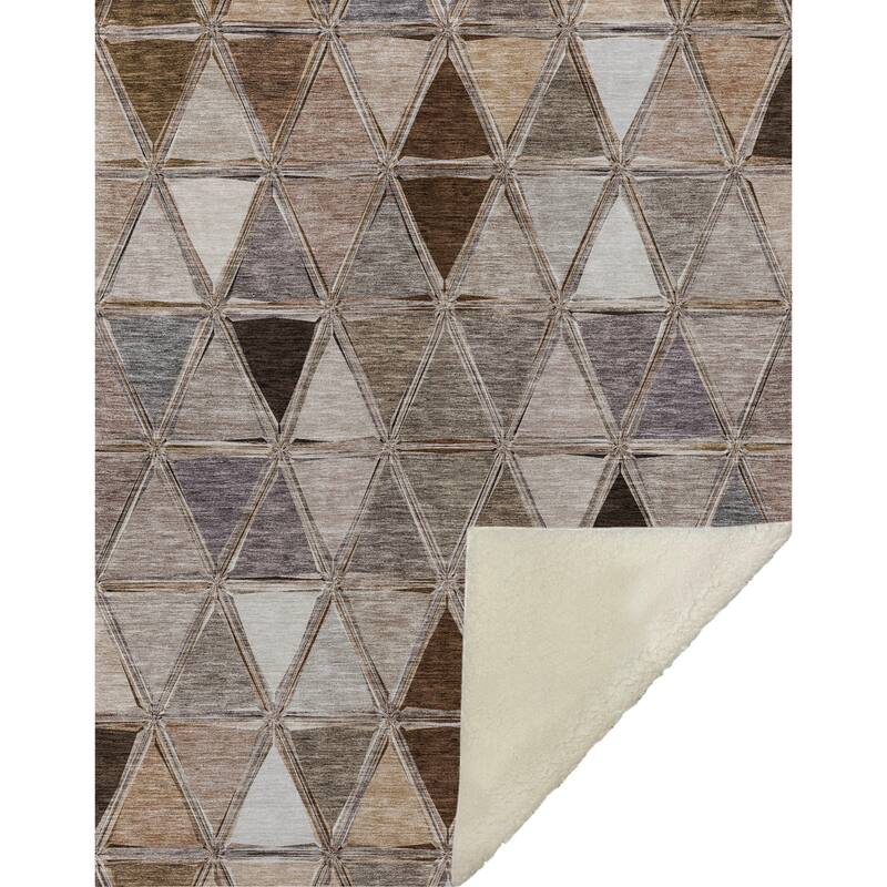 Premium Machine Washable Modern Diamonds Sherpa Throw Blanket