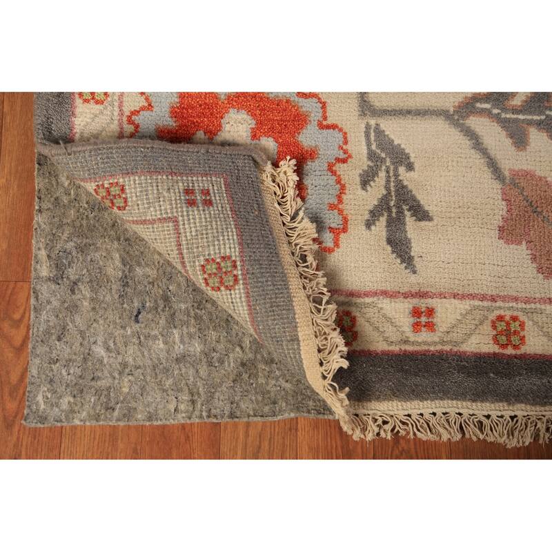 Gray Oushak Oriental Area Rug Hand-Knotted Wool Carpet - 8'10"x 11'9"