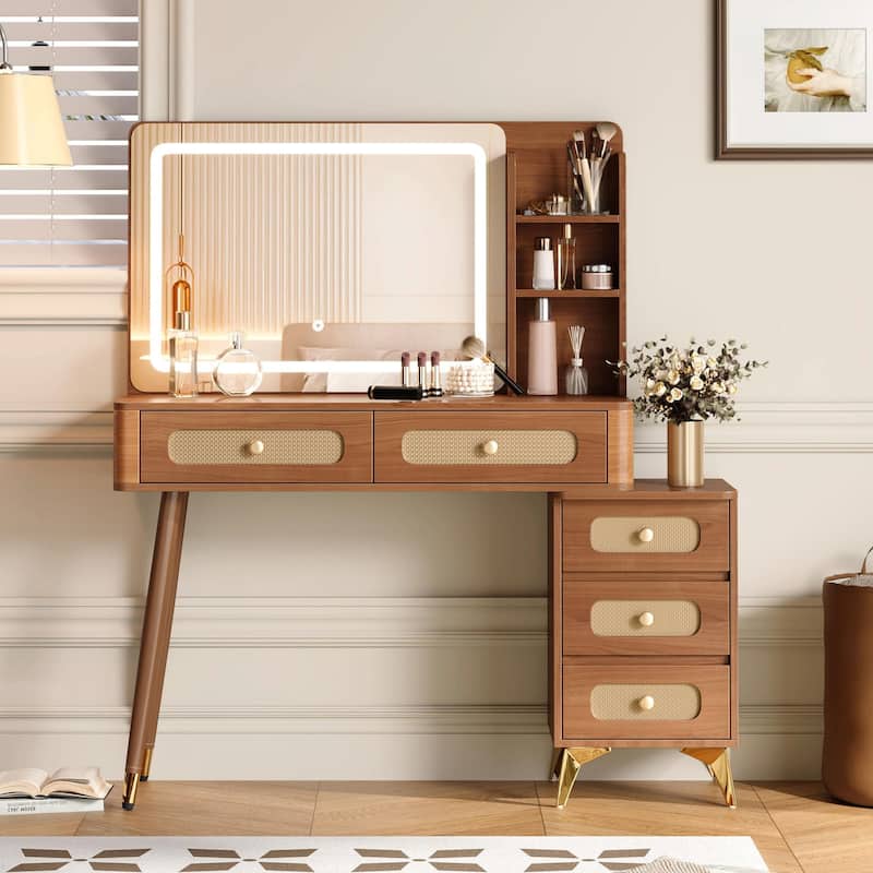 47'' Vintage Makeup Vanity with Mirror and Lights
