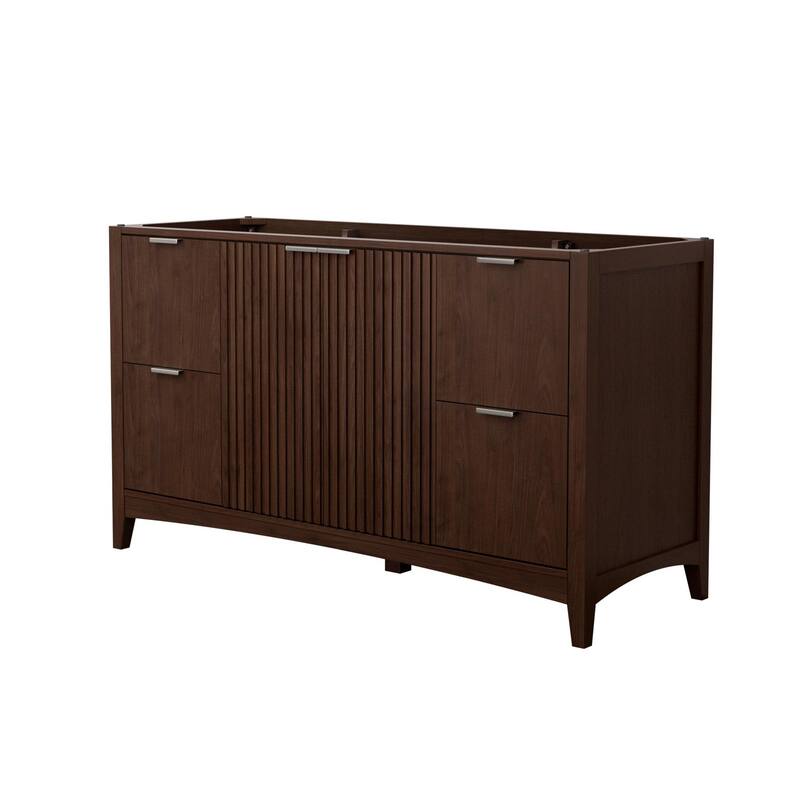 Wyndham Collection WCF9191-60S-CXSXXMXX Palmilla 60" Single Free - Dark Walnut / Brushed Nickel Hardware