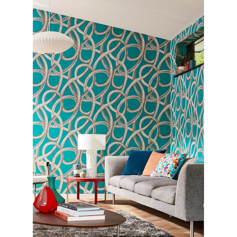 Calix Turquoise Twisted Geo Wallpaper