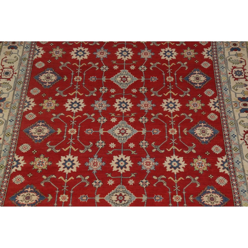 Hand Knotted Oriental 100% Wool Carpet Traditional Floral Red Kazak Area Rug - 11' 8'' X 9' 0''