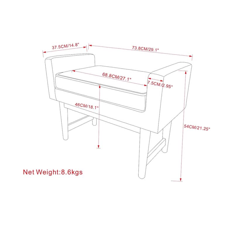 WYNDENHALL Highbridge 29 inch Wide Contemporary Rectangle Ottoman Bench