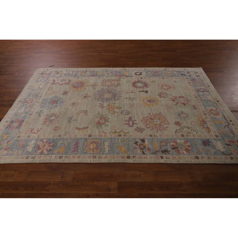 Transitional Oushak Turkish Area Rug Hand-Knotted Wool Carpet - 5'0"x 7'11"
