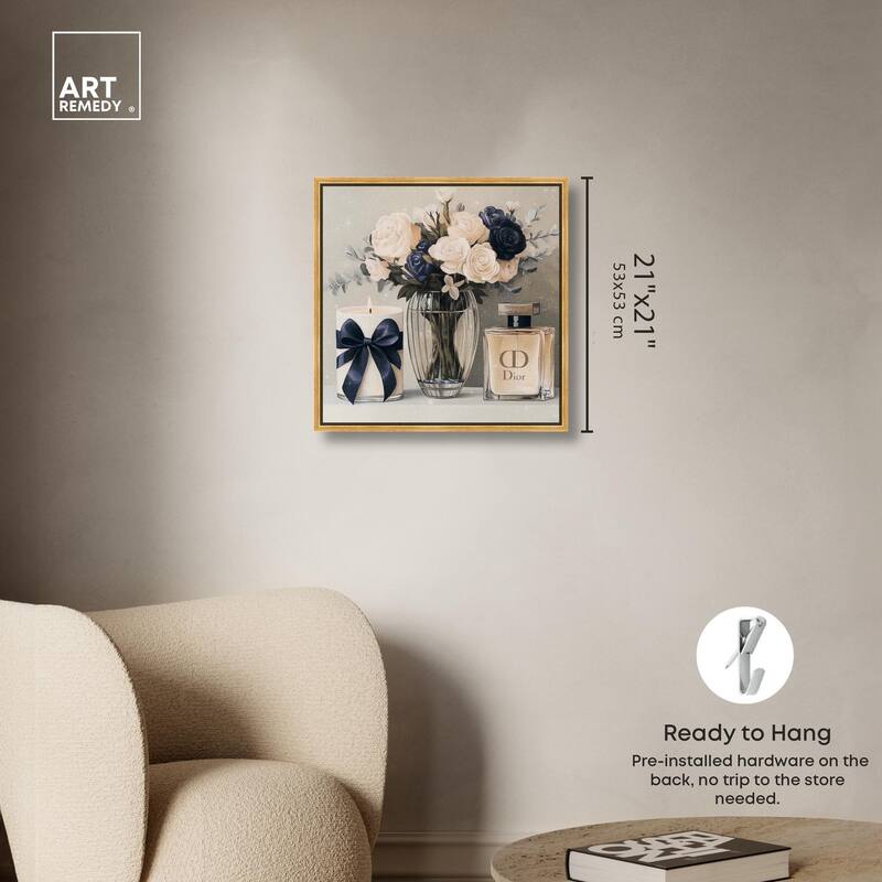 Ivory Perfume Flowers in Vase Canvas by Art Remedy