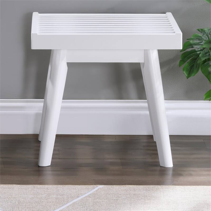 19" Wood Slatted Bench with Tapered Legs