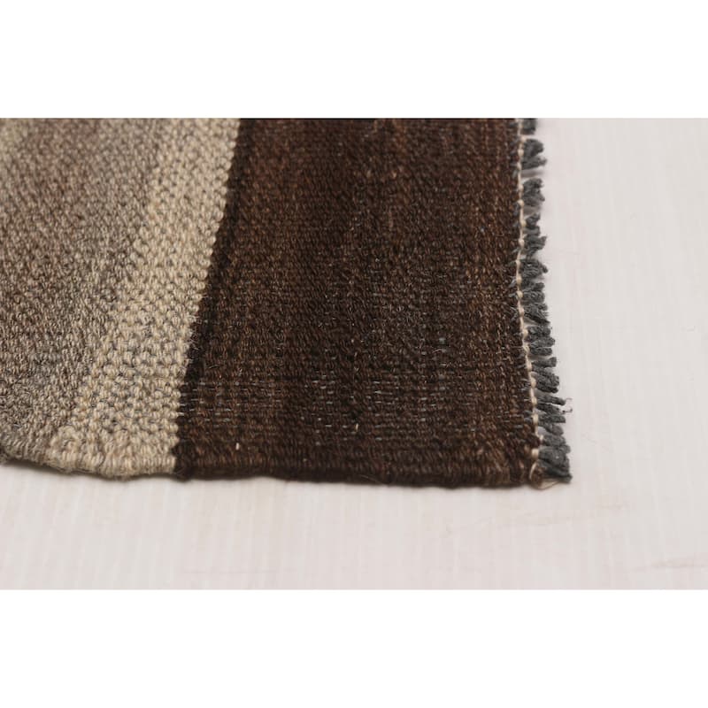 ECARPETGALLERY Flat-Weave Boho Brown Wool Kilim - 9'0 x 12'4