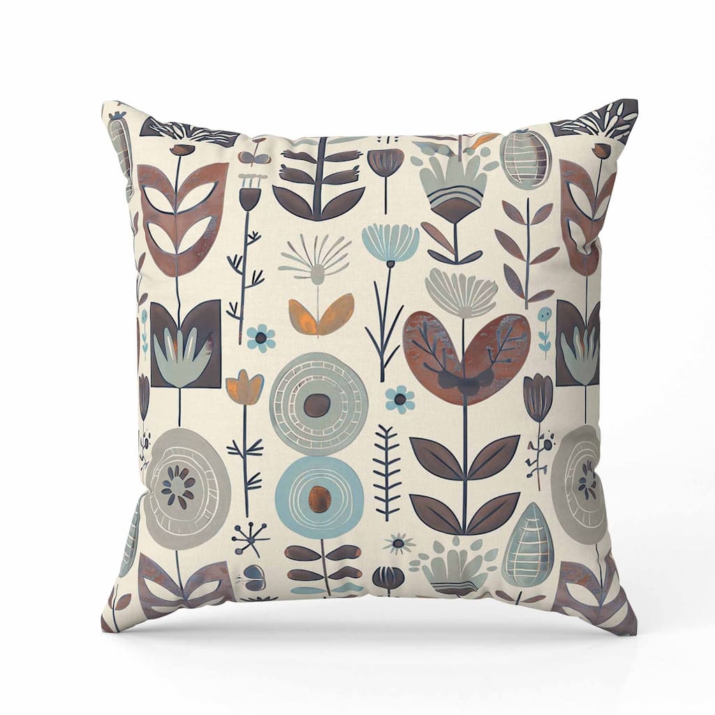 Baltic Blossoms Indoor/Outdoor Reversible Throw Pillow Beige and Orange