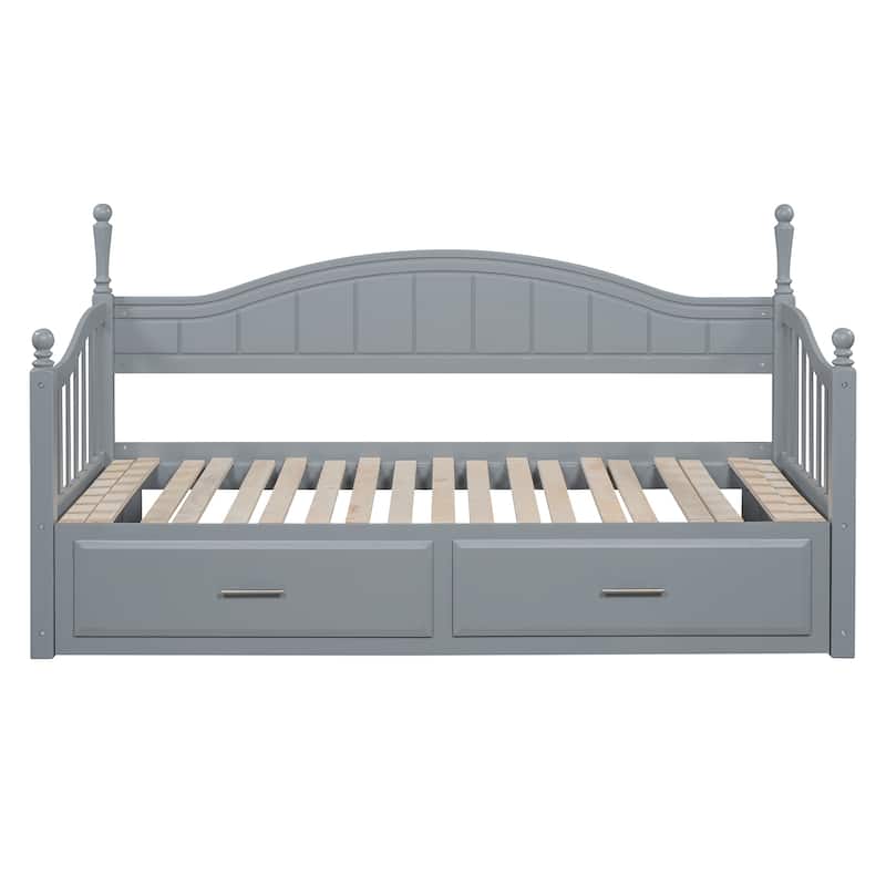Gray Twin Size Daybed with Drawers and Trundle