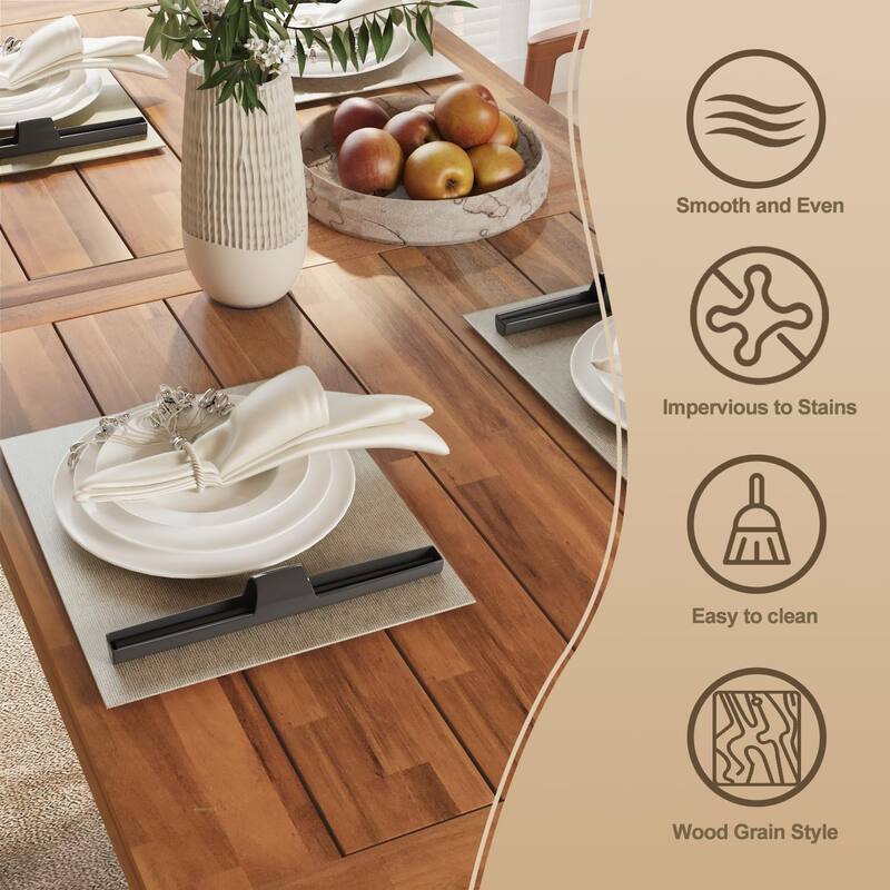 BOSSIN 68.9" Rectangular Wood Dining Table with Sturdy Metal Frame - Seats 4-6, Durable Design for Kitchen, Living & Dining Room