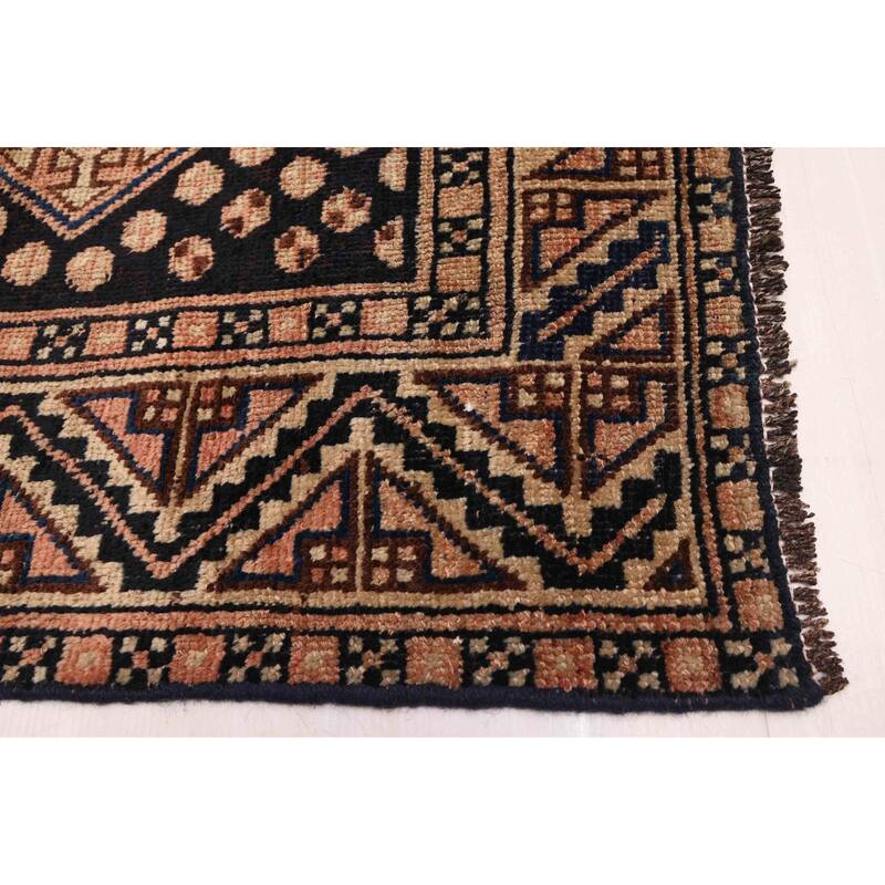 ECARPETGALLERY Hand-knotted Antalya Vintage Dark Navy Wool Rug - 4'2 x 8'10