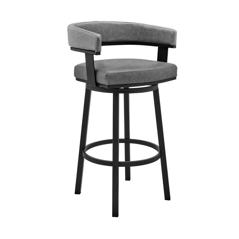 Lorin Upholstered Swivel Counter/Bar Stool in Faux Leather with Arms