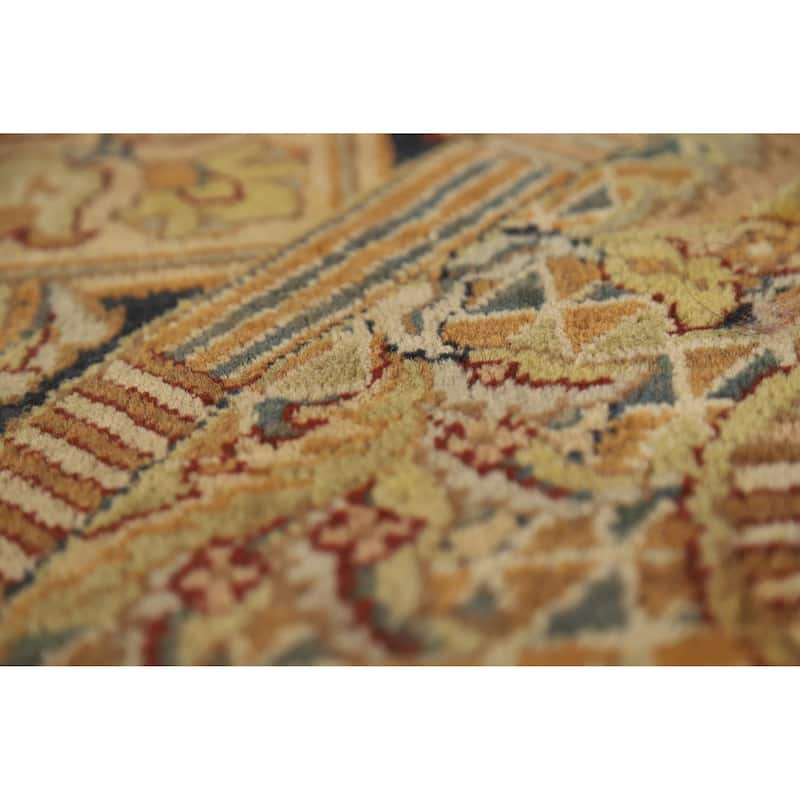 Hand Knotted Oriental 100% Wool Carpet Traditional Medallion Navy Blue & Blues Agra Area Rug - 13' 0'' X 12' 9''