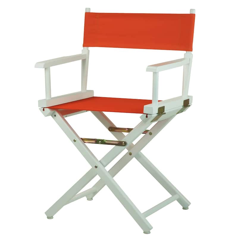 White Frame 18-inch Director's Chair - 33.75"h x 21.75"w x 17"d - 33.75"h x 21.75"w x 17"d