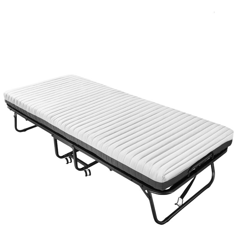 Portable Roll Away Folding Bed with Foam Mattress, Cot Size Bed