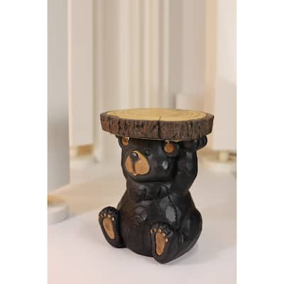 Sitting Bear Solar Powered Outdoor Garden Plant Stand - 13.5"