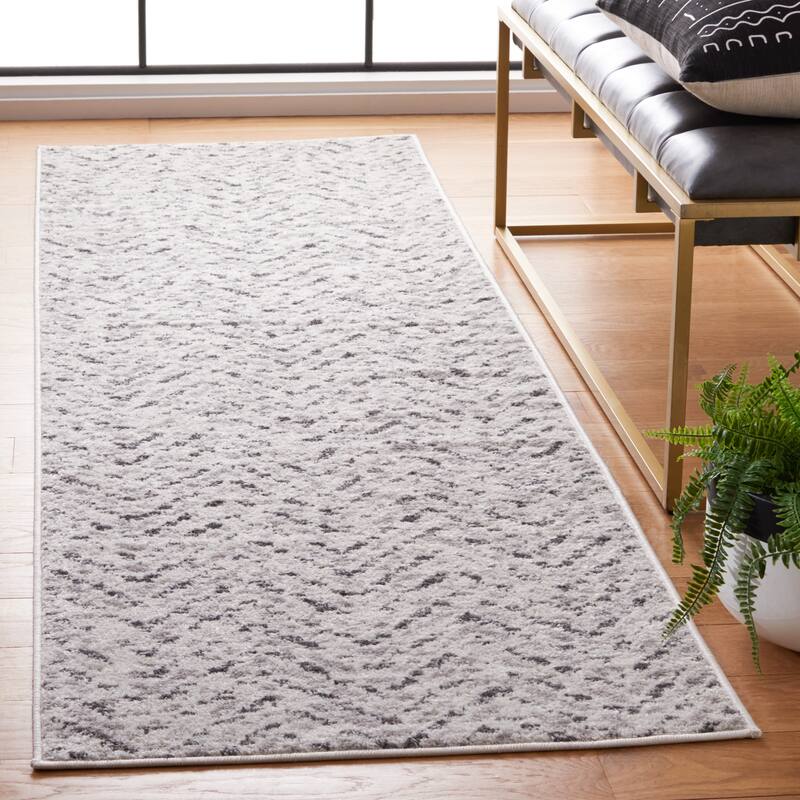 SAFAVIEH Adirondack Hildegard Chevron Distressed Rug - 2'6" x 12' Runner - Ivory/Charcoal