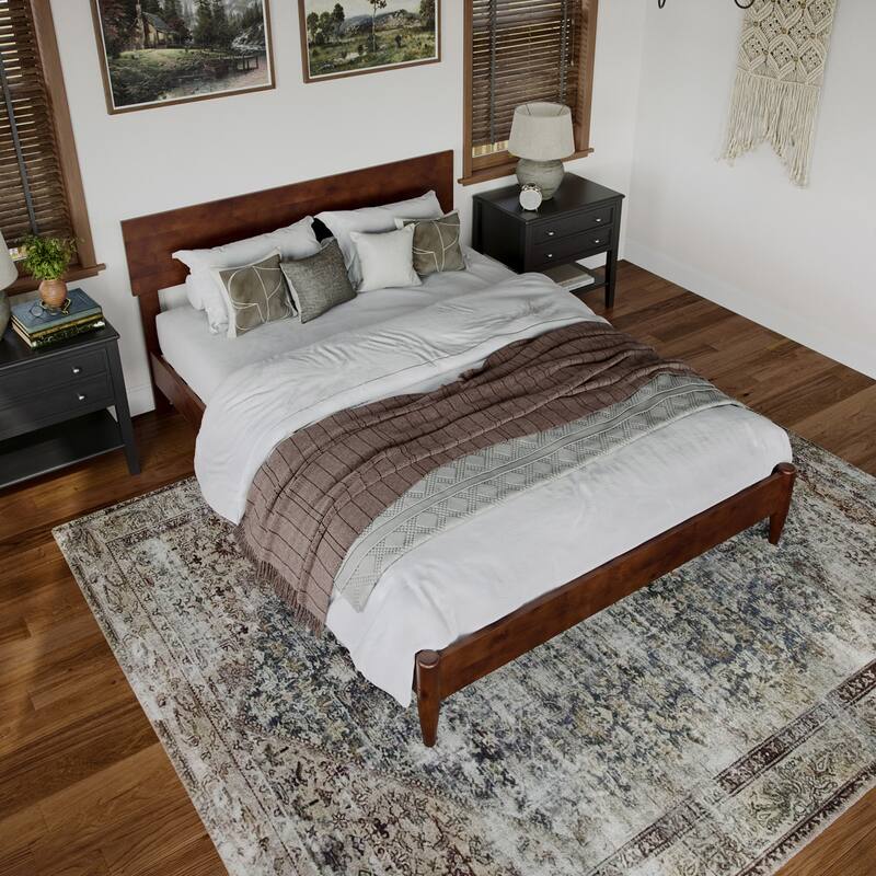 Aria Solid Wood Modern Low Profile Platform Bed