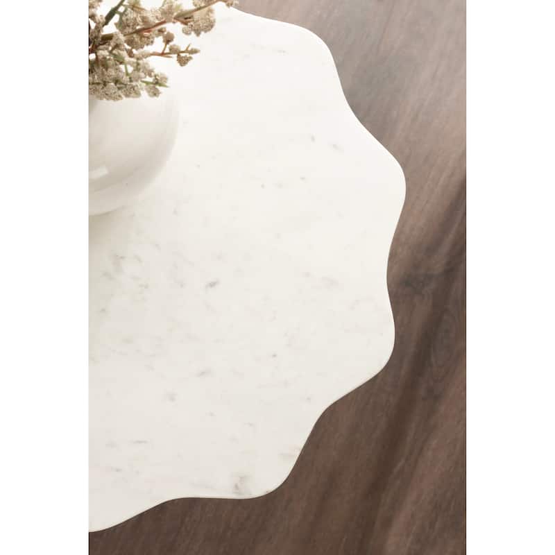 Kate and Laurel Sanzo Scalloped Marble and Metal Drink Table
