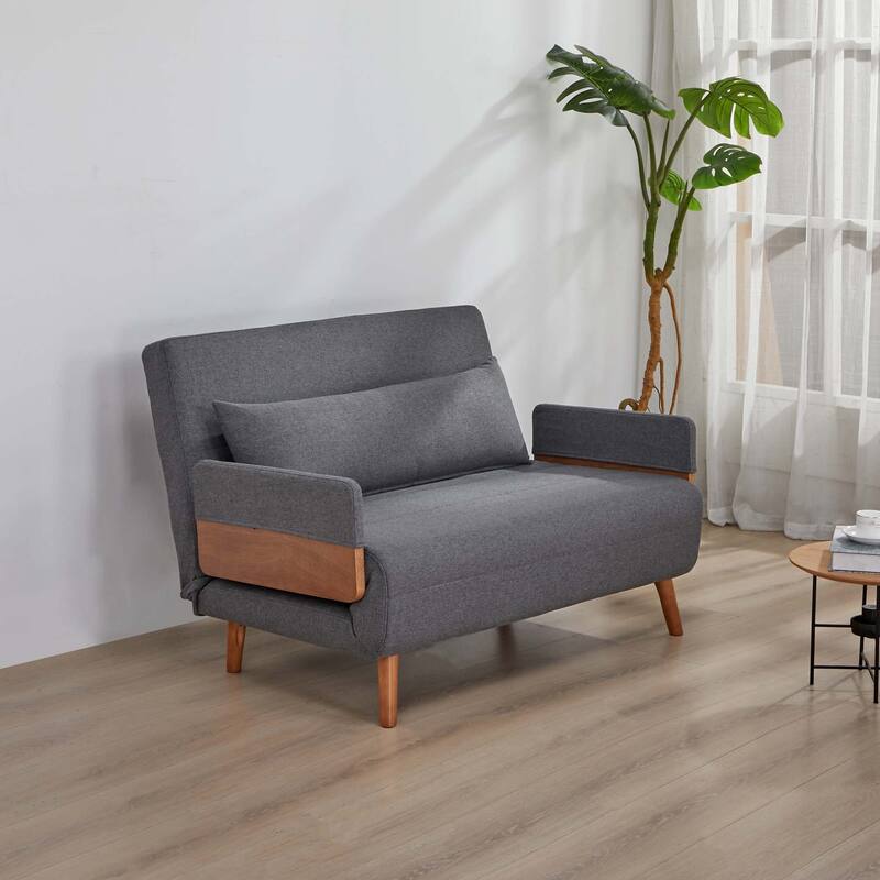 TRIO Extra Wide 3-in-1 Loveseat Folding Sofa Bed - Converts to Bed in 10s, 3-Position Adjustable Backrest - Grey