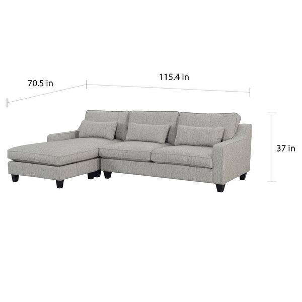 Porch Den Faria Kenya Tweed Grey Sectional Sofa With 3 Pillows Overstock 28456119