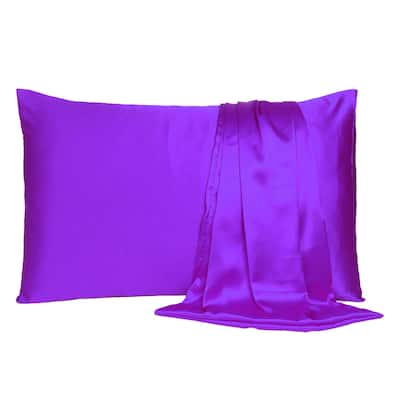 HomeRoots Bright Purple Dreamy Set Of 2 Silky Satin Standard Pillowcases