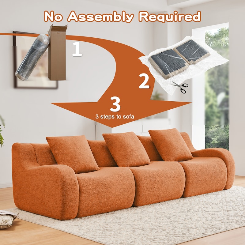 GDF Studio - Fairford 3-Seat Modular Sofa With Curved Armrests & Non-Slip Base